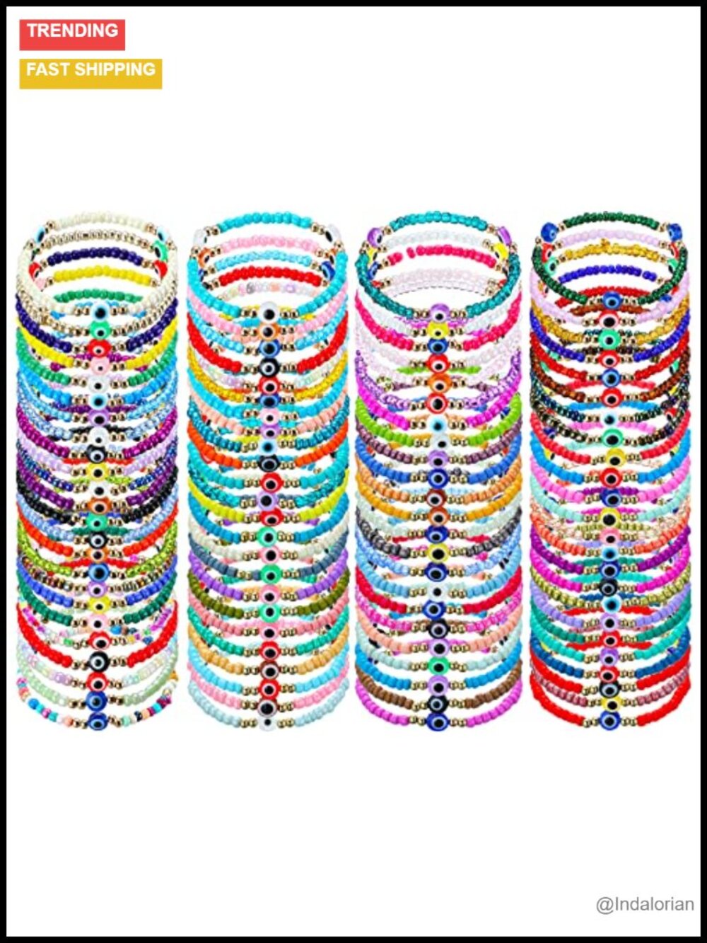 96 Pcs Evil Eye Beaded Bracelets Set Elastic Handmade
